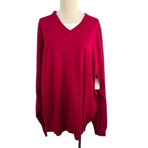 NWT CUTTER & BUCK Fuchsia Pink V Neck Sweater (2XT) - Picture 8 of 8
